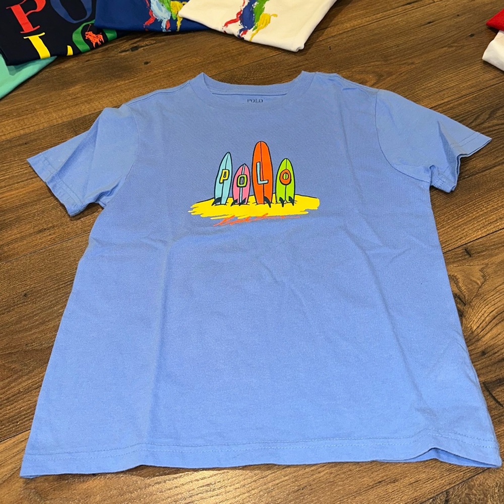 Polo by Ralph Lauren Kids' Teal and Light Blue Graphic T-Shirts tropical surf - Picture 5 of 6